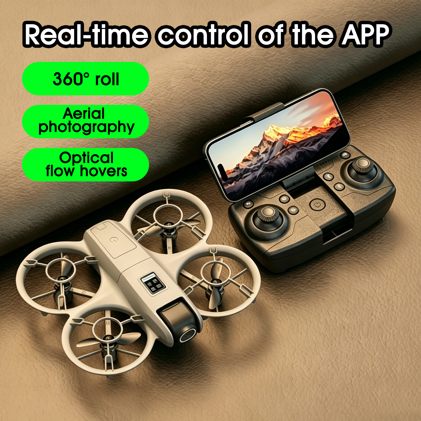 Drone Gimbal - Mini-Drohne für Anfänger mit Effektivem Propellerschutz/VR-Suite-Kombination/Echtzeit-Steuerung/Mehrere
