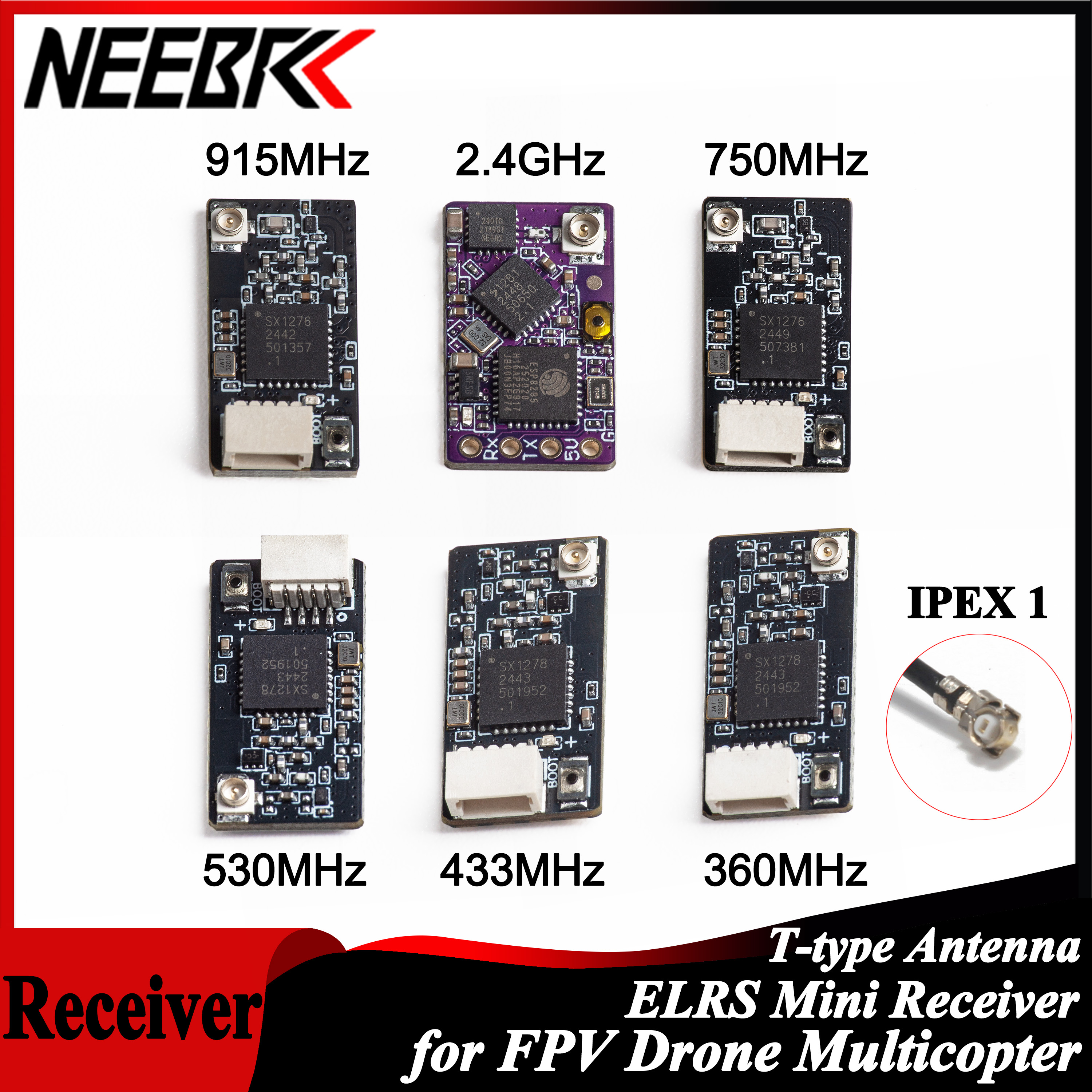 Drone Antenna - NEEBRC ELRS 2,4G/915Mhz/360Mhz/433MHz/530MHz/750Mhz RX Long Range