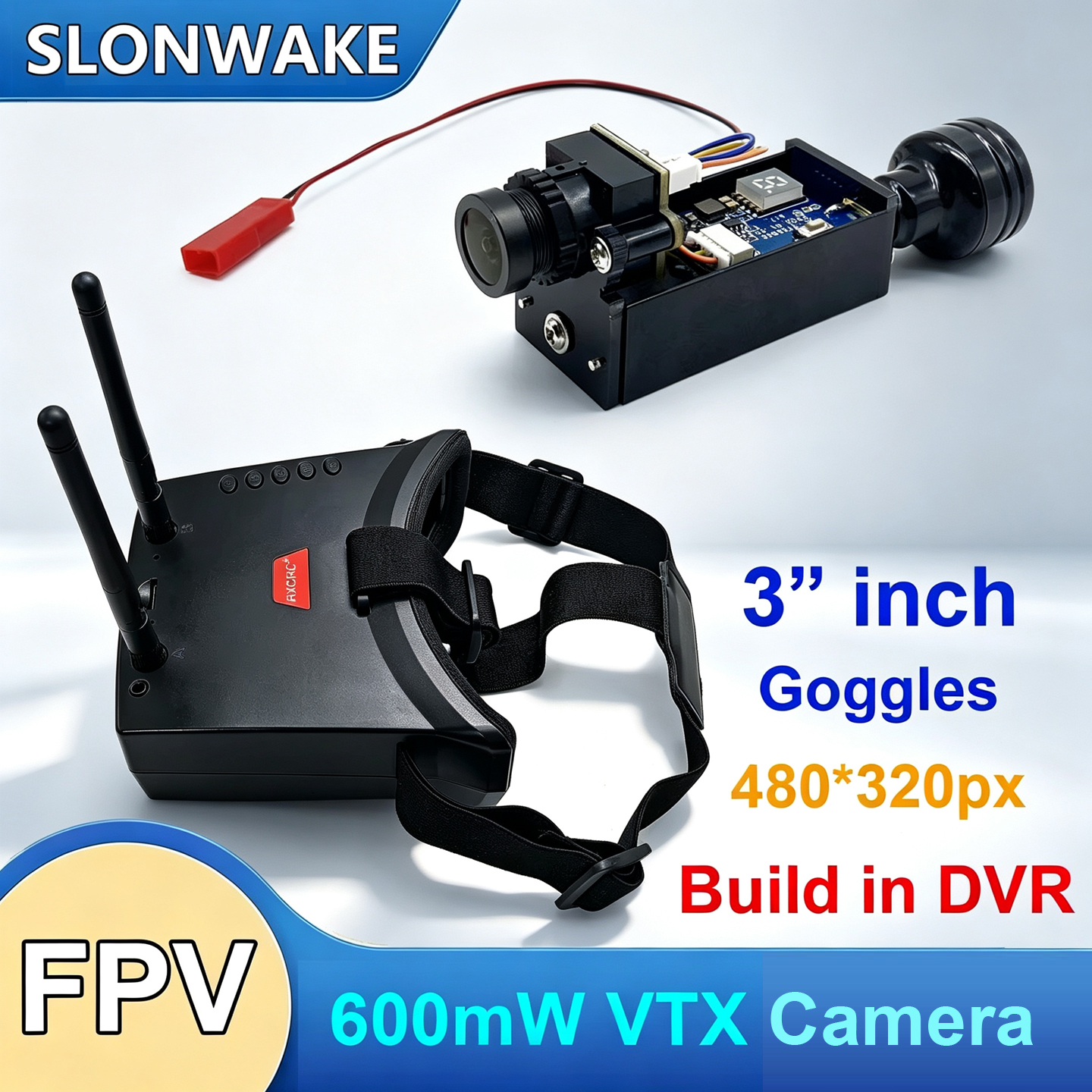 Drone Frame - 5,8G 56CH FPV-Brille mit zwei Antennen,
