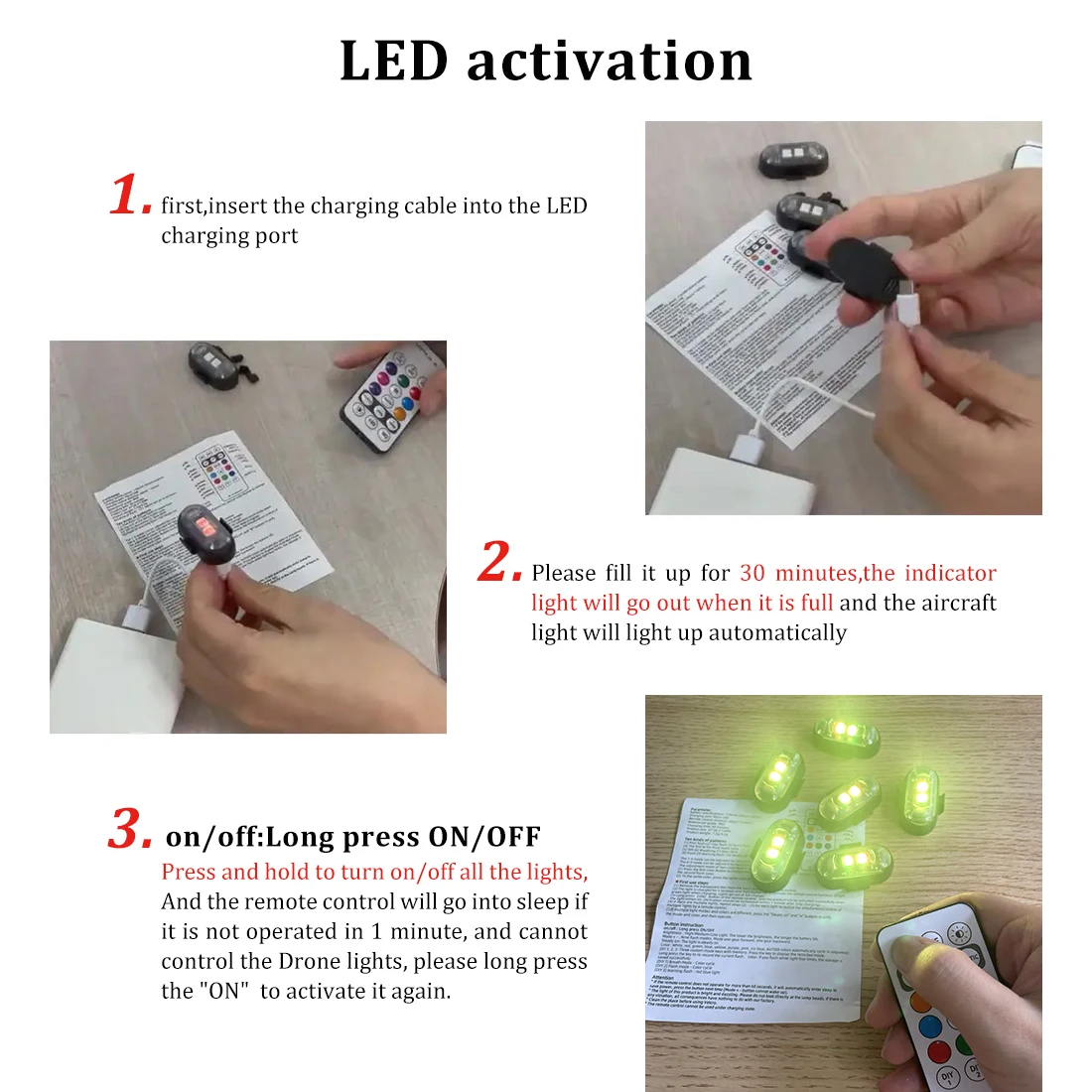 2/4/8pcs drahtlose Fernbedienu – Drone Led Light Bewertung und Preis