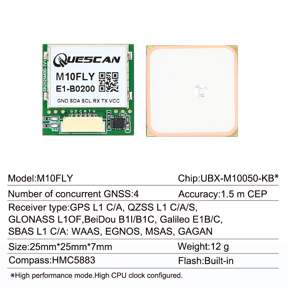 Quescan 25mm*25mm M10FLY 10Hz  – Drone Gps Module Bewertung und Preis